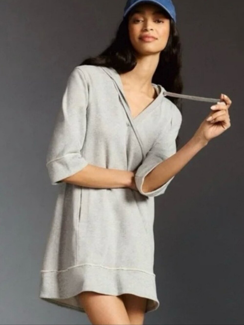 Anthropologie Daily Practice Grey Hooded Sweatshirt Tunic Dress Size XL - Picture 2 of 7